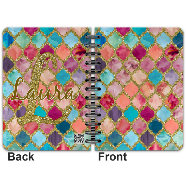 Glitter Moroccan Watercolor Spiral Journal 5 x 7 - Apvl