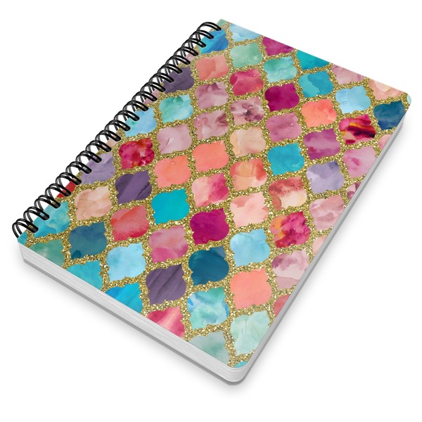 Glitter Moroccan Watercolor Spiral Journal 7 x 10 - Main