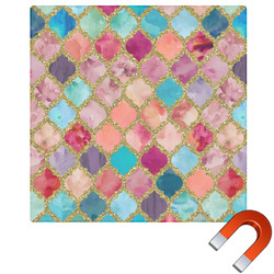 Glitter Moroccan Watercolor Square Car Magnet - 6"