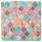 Glitter Moroccan Watercolor Square Coaster Rubber Back - Single