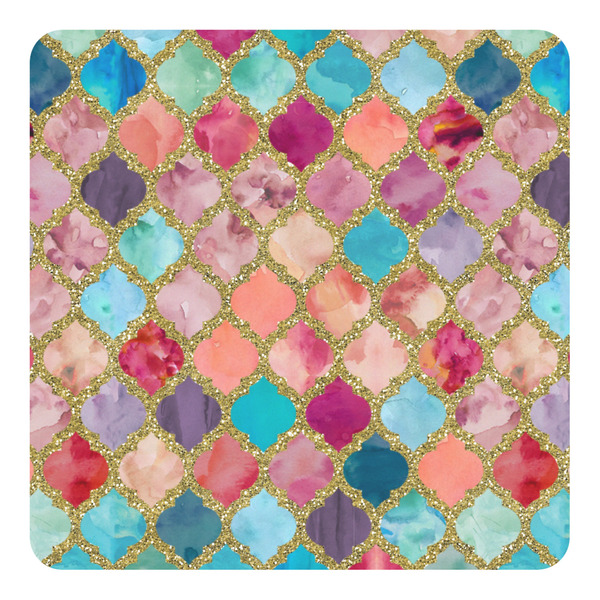 Custom Glitter Moroccan Watercolor Square Decal - Large