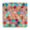 Glitter Moroccan Watercolor Square Fridge Magnet - FRONT