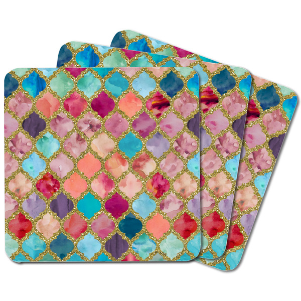 Glitter Moroccan Watercolor Square Fridge Magnet - MAIN