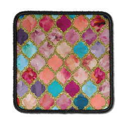 Glitter Moroccan Watercolor Iron On Square Patch