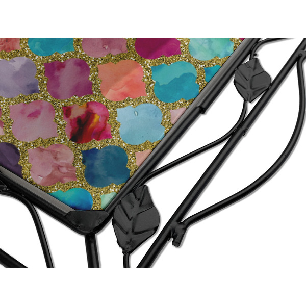 Glitter Moroccan Watercolor Square Trivet - Detail