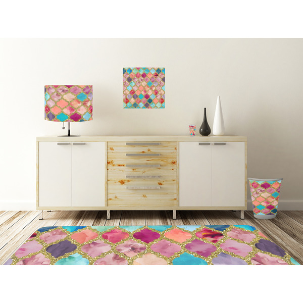 Glitter Moroccan Watercolor Square Wall Decal Wooden Desk