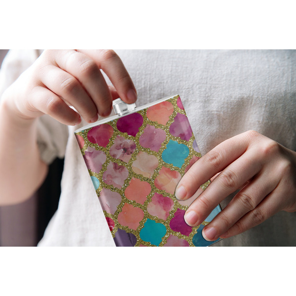 Glitter Moroccan Watercolor Stainless Steel Flask - LIFESTYLE 1