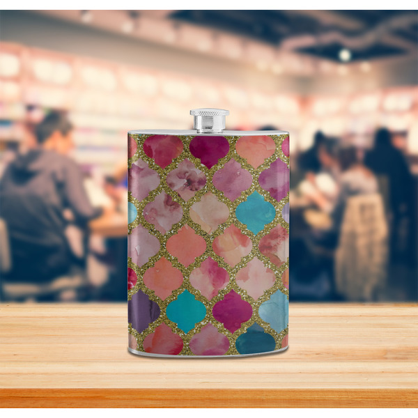 Glitter Moroccan Watercolor Stainless Steel Flask - LIFESTYLE 2