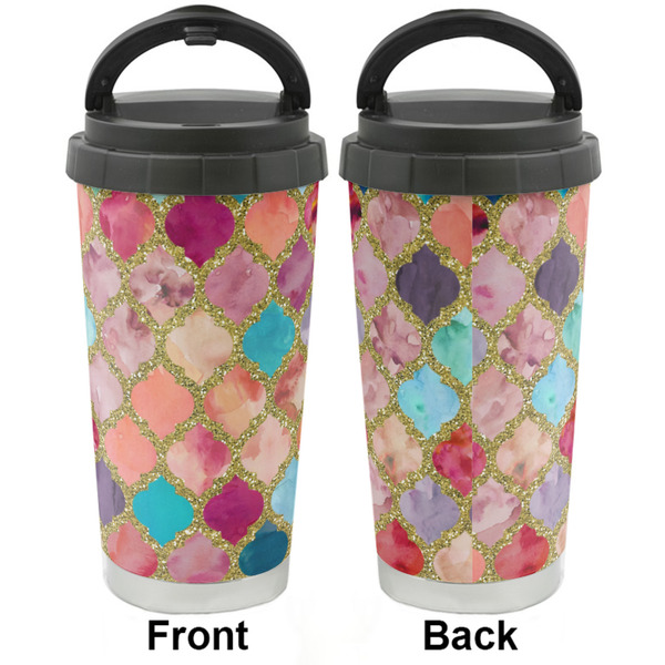 Glitter Moroccan Watercolor Stainless Steel Travel Cup - Apvl