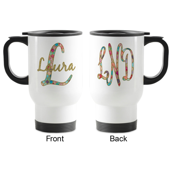 Glitter Moroccan Watercolor Stainless Steel Travel Mug with Handle - Apvl