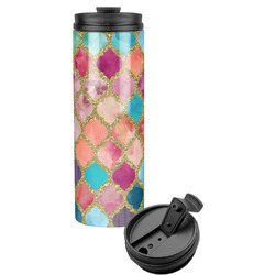 Glitter Moroccan Watercolor Stainless Steel Skinny Tumbler
