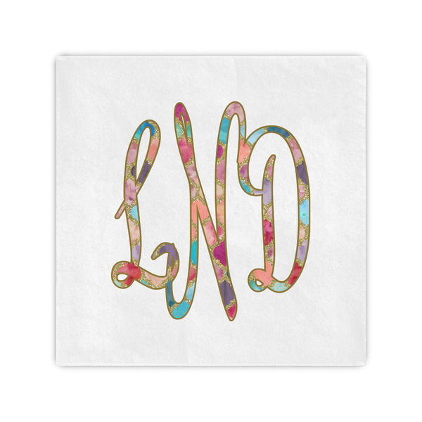 Custom Glitter Moroccan Watercolor Standard Cocktail Napkins