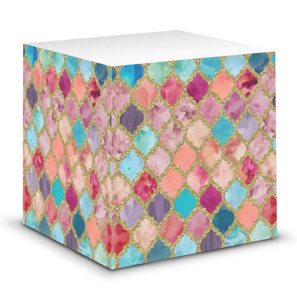 Custom Glitter Moroccan Watercolor Sticky Note Cube