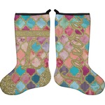 Glitter Moroccan Watercolor Holiday Stocking - Double-Sided - Neoprene
