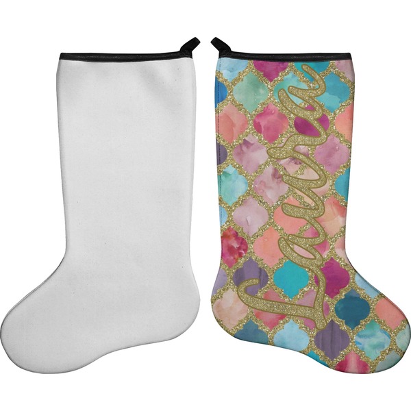 Glitter Moroccan Watercolor Stocking - Single-Sided - Approval