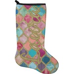 Glitter Moroccan Watercolor Holiday Stocking - Single-Sided - Neoprene
