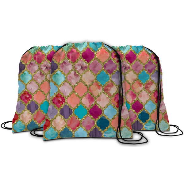 Glitter Moroccan Watercolor String Backpack - MAIN