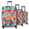 Glitter Moroccan Watercolor 3 Piece Luggage Set - 20" Carry On, 24" Medium Checked, 28" Large Checked