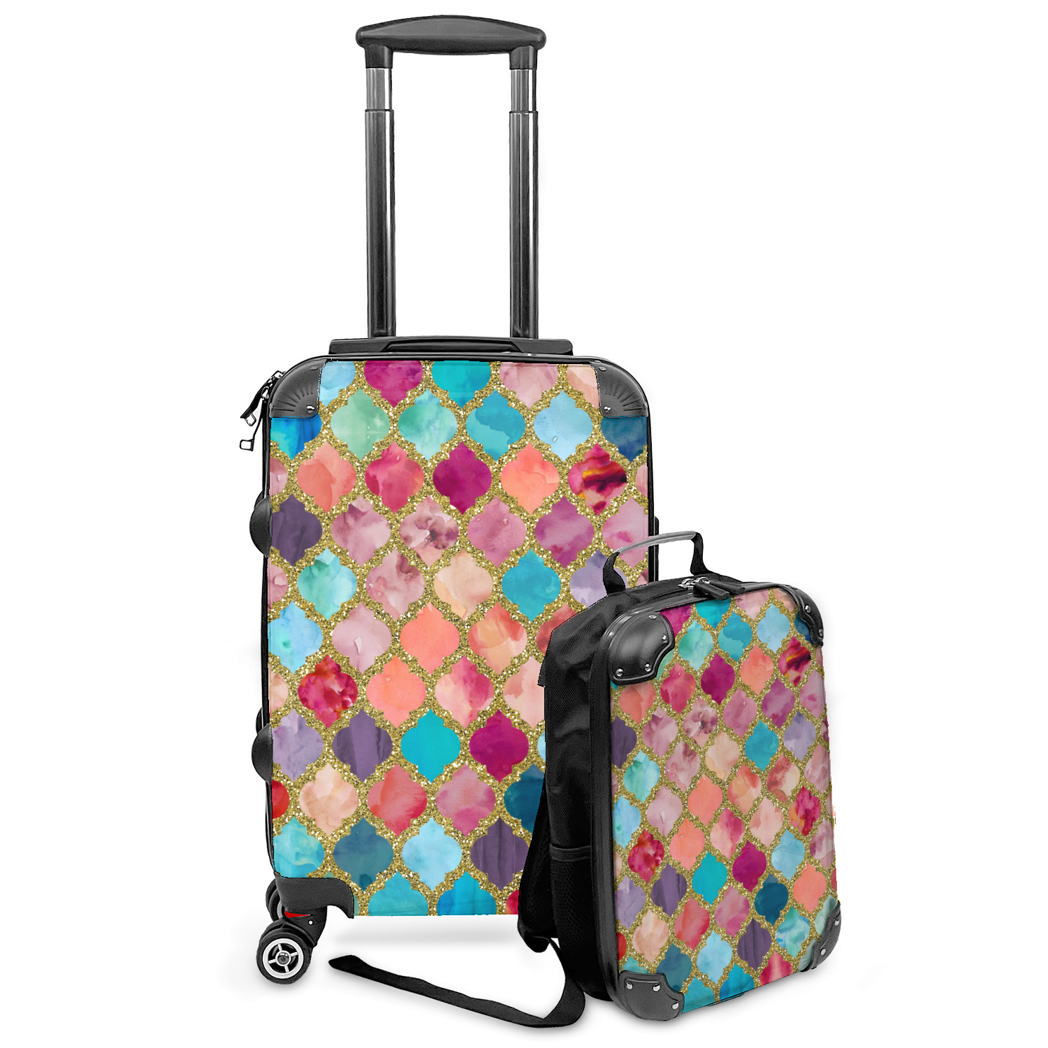 Custom Glitter Watercolor 2-Piece Luggage Set - Suitcase & Backpack | YouCustomizeIt