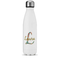 Glitter Moroccan Watercolor Water Bottle - 17 oz. - Stainless Steel - Full Color Printing