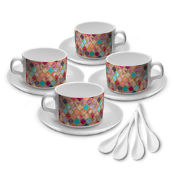Glitter Moroccan Watercolor Tea Cup - Set of 4