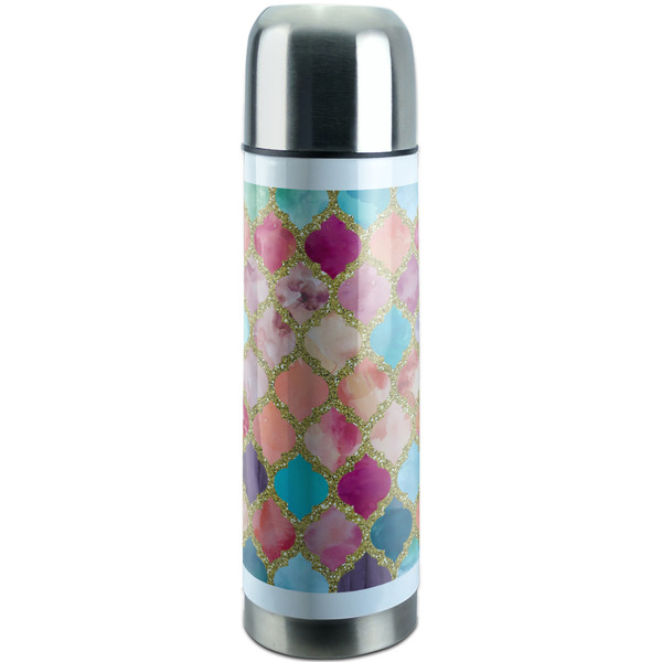 Custom Glitter Moroccan Watercolor Stainless Steel Thermos