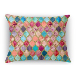 Glitter Moroccan Watercolor Rectangular Throw Pillow Case