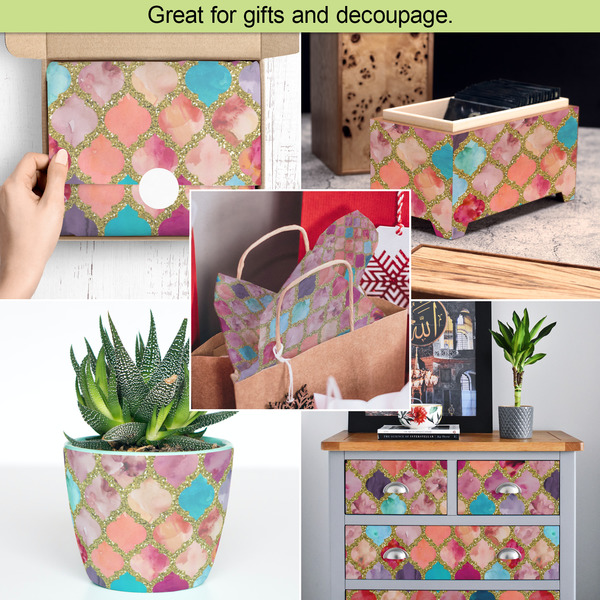 Glitter Moroccan Watercolor Tissue Paper - In Use Collage