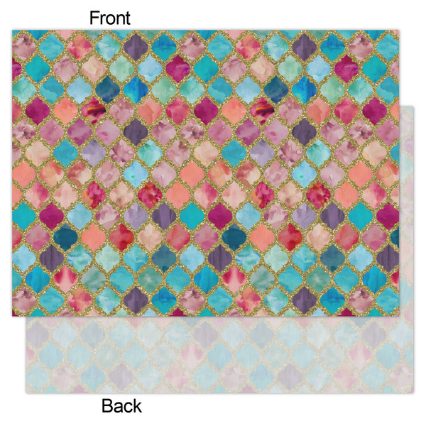 Glitter Moroccan Watercolor Tissue Paper - Lightweight - Large - Front & Back