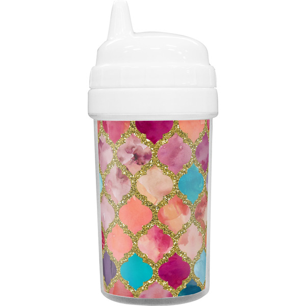 Custom Glitter Moroccan Watercolor Sippy Cup