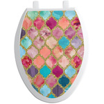 Glitter Moroccan Watercolor Toilet Seat Decal - Elongated