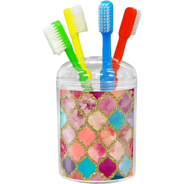Custom Glitter Moroccan Watercolor Toothbrush Holder
