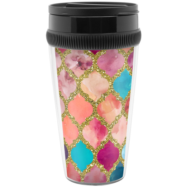 Custom Glitter Moroccan Watercolor Acrylic Travel Mug without Handle