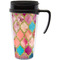 Glitter Moroccan Watercolor Travel Mug with Black Handle - Front