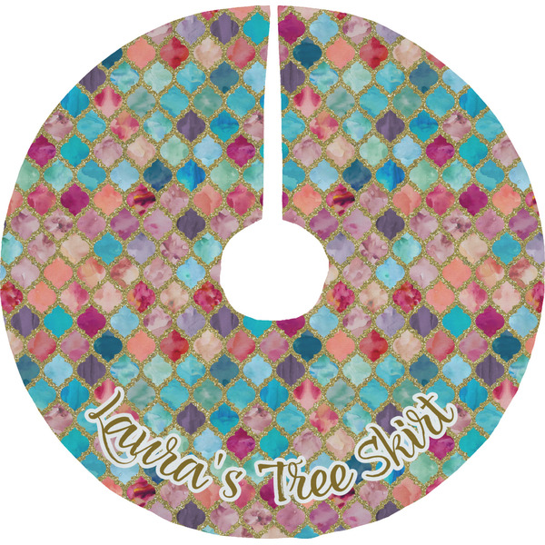 Custom Glitter Moroccan Watercolor Tree Skirt