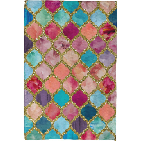 Glitter Moroccan Watercolor Waffle Weave Towel - Full Color Print - Approval Image