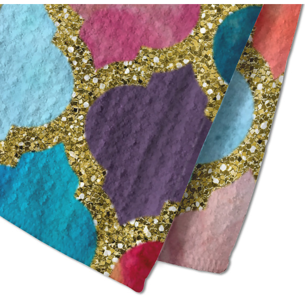 Glitter Moroccan Watercolor Waffle Weave Towel - Closeup of Material Image