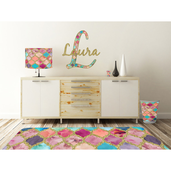 Glitter Moroccan Watercolor Wall Graphic Decal Wooden Desk