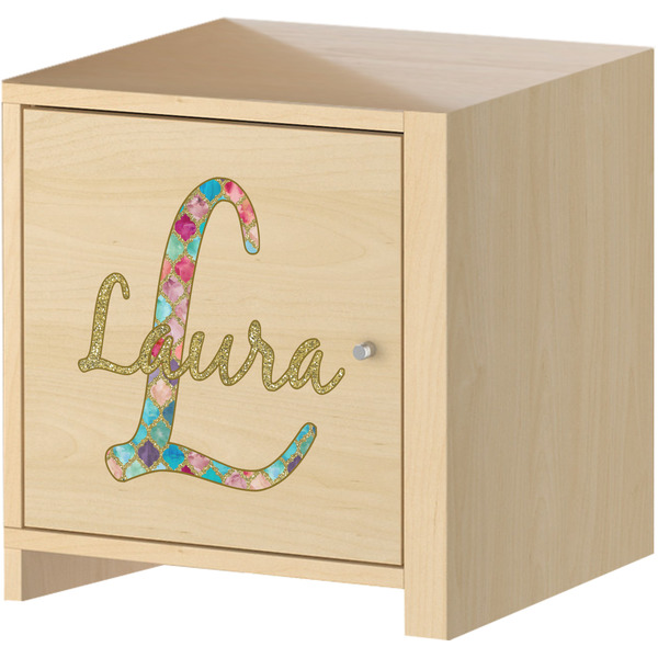 Glitter Moroccan Watercolor Wall Graphic on Wooden Cabinet