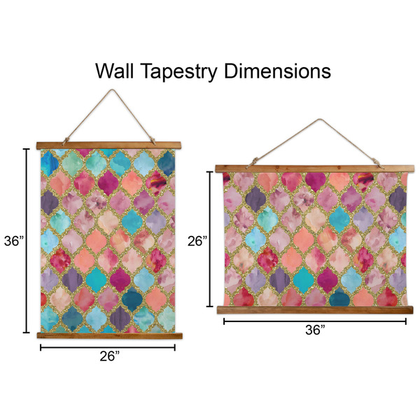 Glitter Moroccan Watercolor Wall Hanging Tapestries - Parent/Sizing