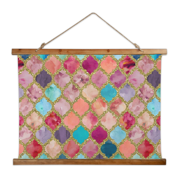 Custom Glitter Moroccan Watercolor Wall Hanging Tapestry - Wide