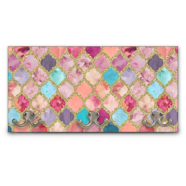 Custom Glitter Moroccan Watercolor Wall Mounted Coat Rack
