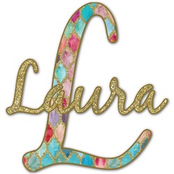 Glitter Moroccan Watercolor Name & Initial Decal - Custom Sized