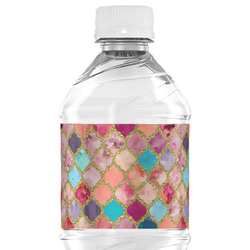 Glitter Moroccan Watercolor Water Bottle Labels - Custom Sized