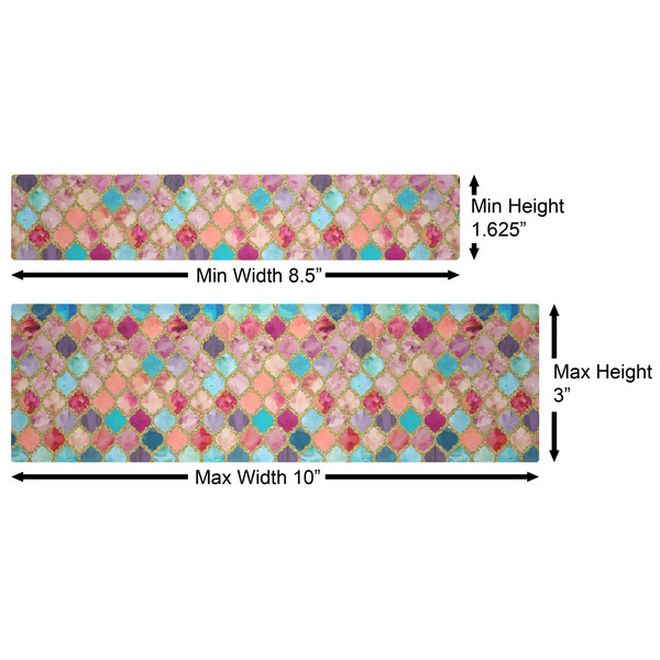 Glitter Moroccan Watercolor Water Bottle Labels w/ Dimensions