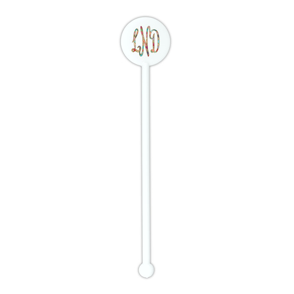 Glitter Moroccan Watercolor White Plastic 5.5" Stir Stick - Round - Single Stick