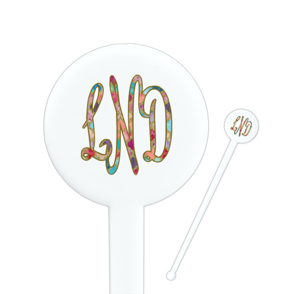 Custom Glitter Moroccan Watercolor Round Plastic Stir Sticks