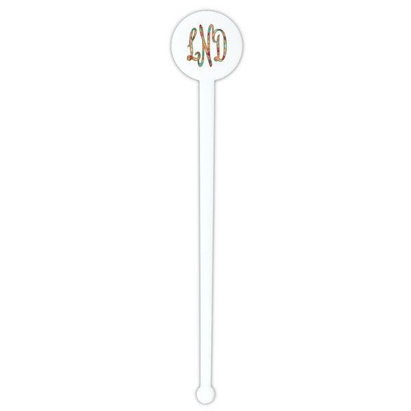 Glitter Moroccan Watercolor White Plastic 7" Stir Stick - Round - Single Stick