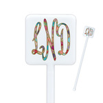 Glitter Moroccan Watercolor Square Plastic Stir Sticks