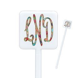 Glitter Moroccan Watercolor Square Plastic Stir Sticks